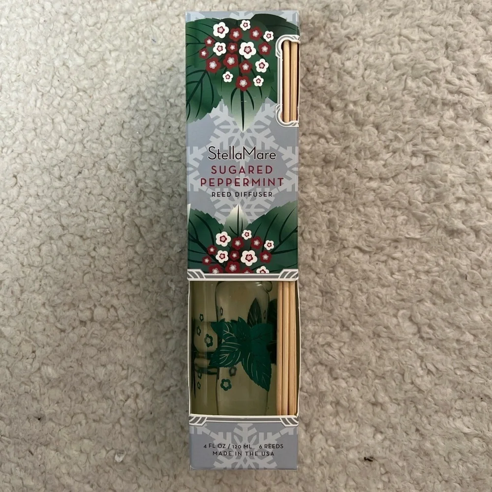 Pacifica Stella Mare Sugared Peppermint Soy Candle + Reed Diffuser Set